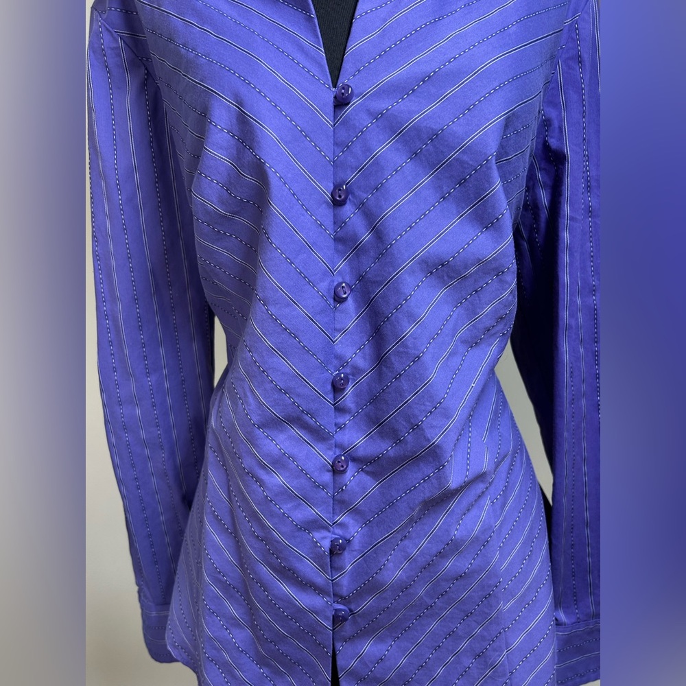 Jones New York Purple Striped Button-Down Shirt - Picture 2 of 7